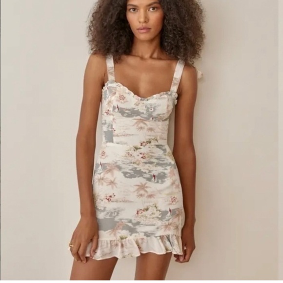 Reformation Dresses & Skirts - Reformation NEW Christine Long Beach Ruffle Cream Mini Dress Size 6